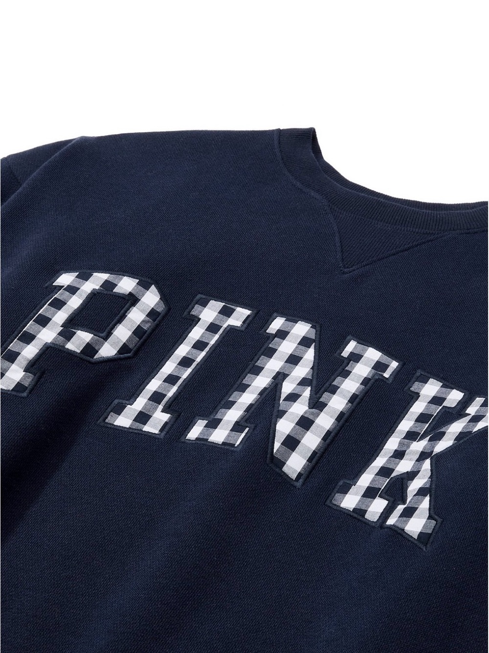 NWT, PINK Victoria's Secret Navy Pullover with Plaid Logo, Size Small - Picture 3 of 7